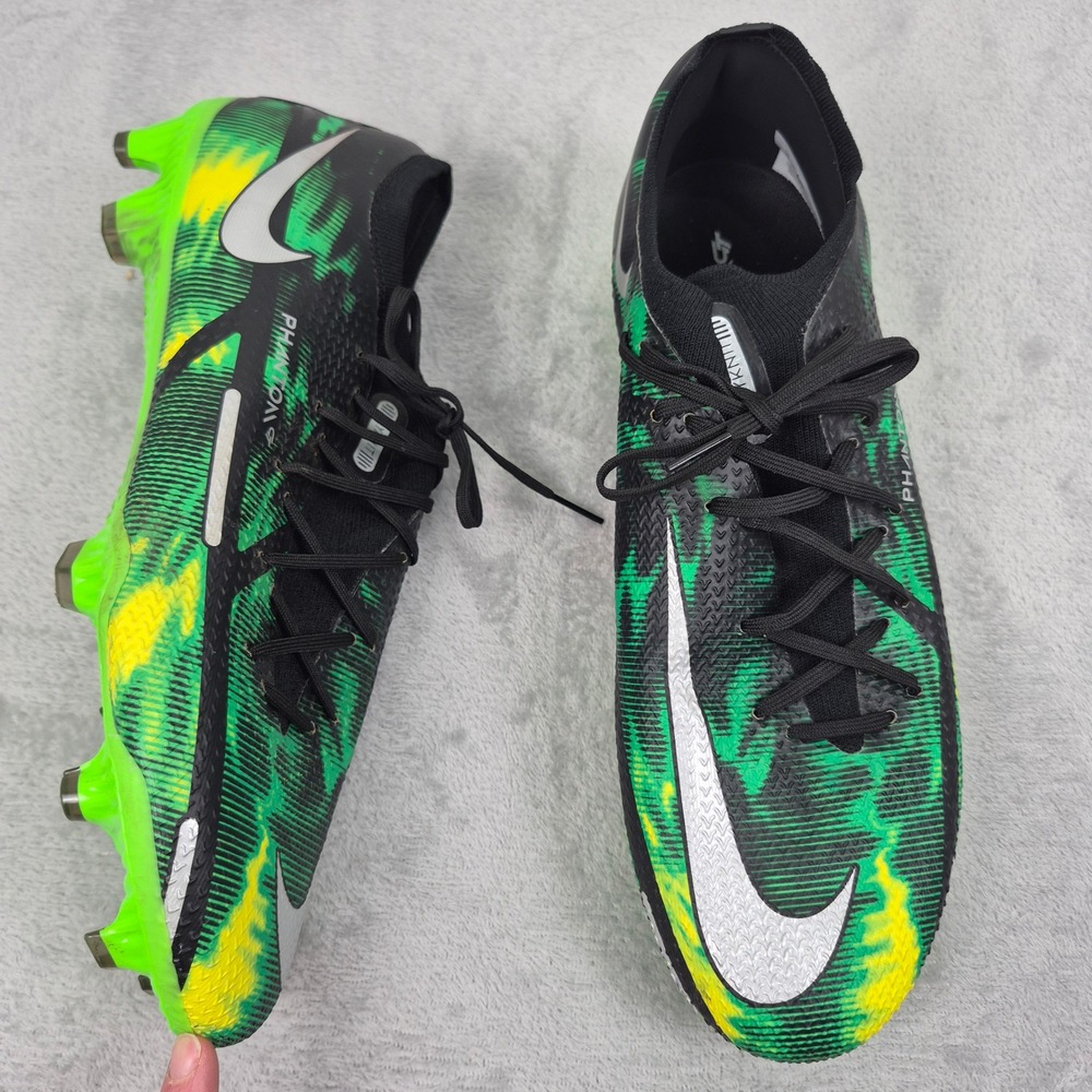 Nike Phantom GT2 Elite FG Soccer Cleats Mens 12 Black Green DM0734-003 Outdoor